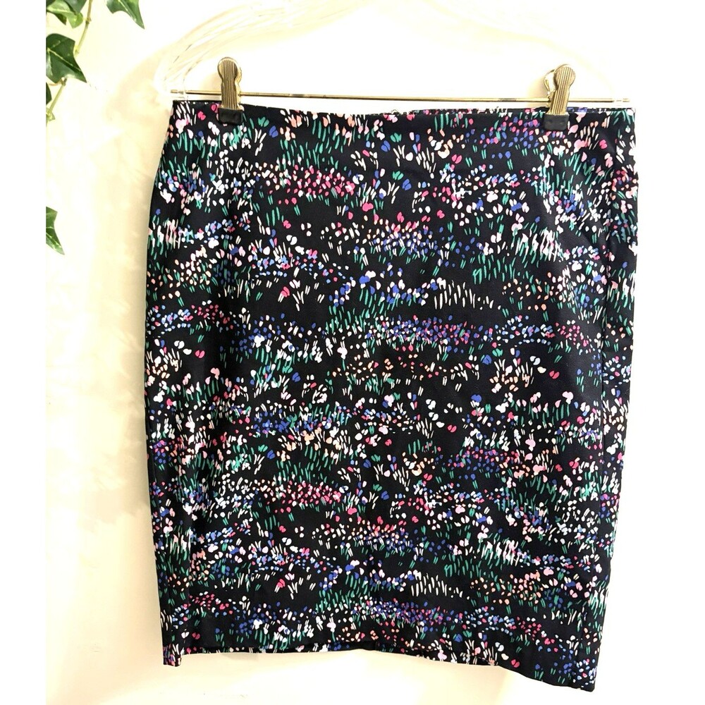 Talbots Women Pencil Skirt Sz 8 Multi Floral Print Retro Colorful Fitted Preppy